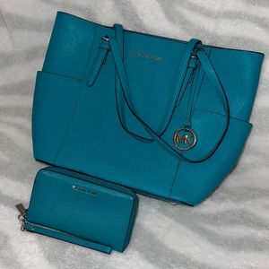 Turquoise MK tote & wallet